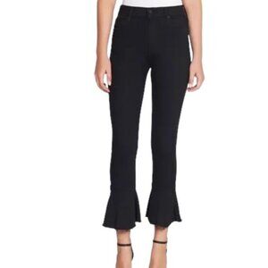 MOTHER The Cha Cha Fray Black Flare Frayed Hem Jeans